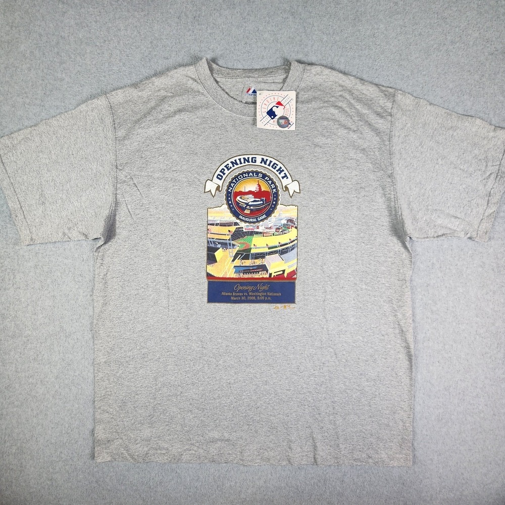 Washington Nationals 2008 Opening Night‎ Shirt Adult Size XL Gray Inaugural Game